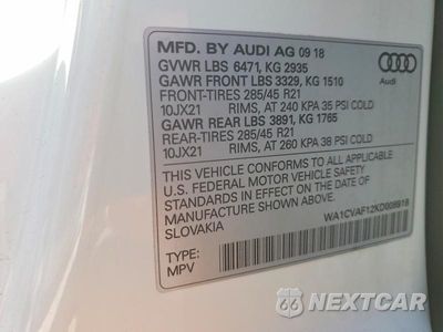 Zdjęcie 14 z 14 samochodu: 2019 AUDI Q8 PRESTIGE VIN:WA1CVAF12KD008918 - miniatura