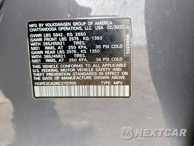 Zdjęcie 13 z 13 samochodu: 2022 VOLKSWAGEN ATLAS CROSS SPORT SEL PREMIUM R-LINE VIN:1V2FE2CA2NC210700 - miniatura
