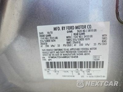 Zdjęcie 14 z 14 samochodu: 2021 FORD EXPLORER XLT VIN:1FMSK7DH4MGC10458 - miniatura