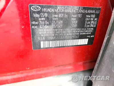 Zdjęcie 13 z 13 samochodu: 2019 HYUNDAI SANTA FE ULTIMATE 2.0T VIN:5NMS53AA9KH129263 - miniatura