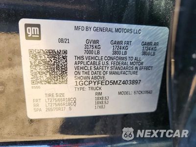 Zdjęcie 12 z 12 samochodu: 2021 CHEVROLET SILVERADO K1500 LT TRAIL BOSS VIN:1GCPYFED5MZ403897 - miniatura
