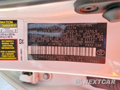 Zdjęcie 12 z 12 samochodu: 2020 TOYOTA CAMRY SE VIN:4T1M11AK2LU912500 - miniatura
