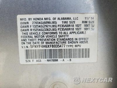Zdjęcie 13 z 13 samochodu: 2015 HONDA PILOT EXL VIN:5FNYF4H6XFB035477 - miniatura