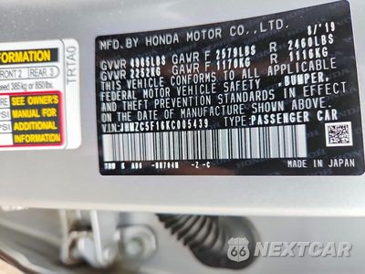 Zdjęcie 12 z 12 samochodu: 2019 HONDA CLARITY VIN:JHMZC5F16KC005439 - miniatura