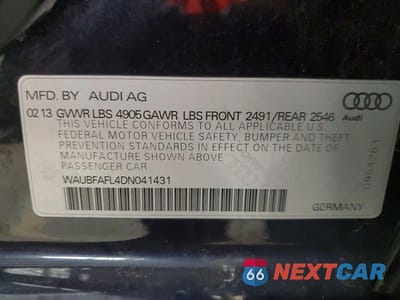 Zdjęcie 12 z 12 samochodu: 2013 AUDI A4 PREMIUM VIN:WAUBFAFL4DN041431 - miniatura