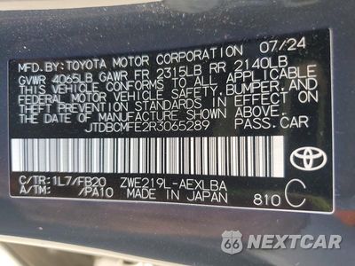 Zdjęcie 12 z 12 samochodu: 2024 TOYOTA COROLLA HYBRID LE VIN:JTDBCMFE2R3065289 - miniatura