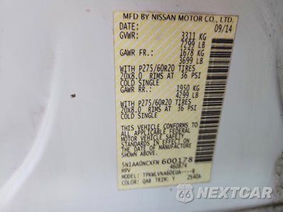 Zdjęcie 14 z 14 samochodu: 2015 NISSAN ARMADA SL VIN:5N1AA0NCXFN600178 - miniatura