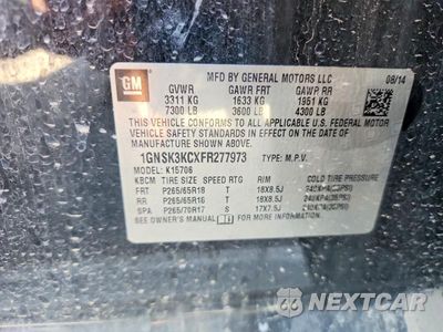 Zdjęcie 13 z 13 samochodu: 2015 CHEVROLET TAHOE SPECIAL VIN:1GNSK3KCXFR277973 - miniatura