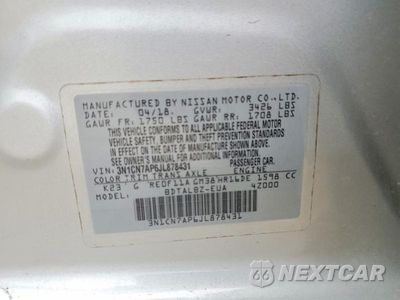 Zdjęcie 12 z 12 samochodu: 2018 NISSAN VERSA SV VIN:3N1CN7AP6JL878431 - miniatura