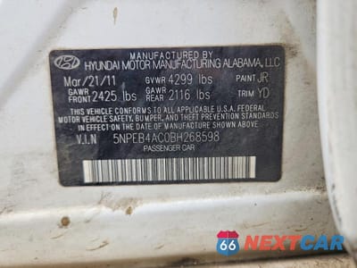 Zdjęcie 12 z 12 samochodu: 2011 HYUNDAI SONATA GLS VIN:5NPEB4AC0BH268598 - miniatura