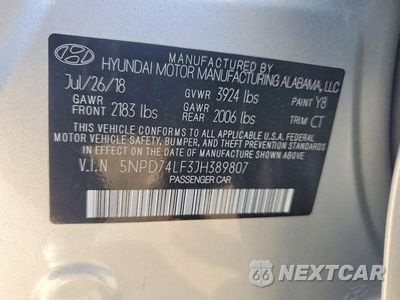 Zdjęcie 12 z 12 samochodu: 2018 HYUNDAI ELANTRA SE VIN:5NPD74LF3JH389807 - miniatura