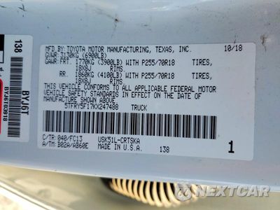 Zdjęcie 12 z 12 samochodu: 2019 TOYOTA TUNDRA SR5 VIN:5TFRY5F17KX247488 - miniatura