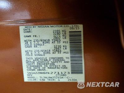 Zdjęcie 13 z 13 samochodu: 2015 NISSAN MURANO SL VIN:5N1AZ2MH6FN271173 - miniatura