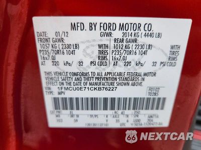 Zdjęcie 13 z 13 samochodu: 2012 FORD ESCAPE LIMITED VIN:1FMCU0E71CKB76227 - miniatura