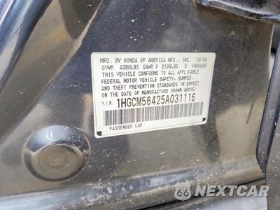 Zdjęcie 13 z 13 samochodu: 2005 HONDA ACCORD LX VIN:1HGCM56425A031116 - miniatura