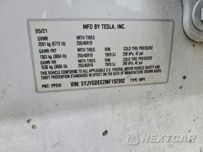 Zdjęcie 13 z 13 samochodu: 2021 TESLA MODEL Y VIN:5YJYGDEE2MF192992 - miniatura