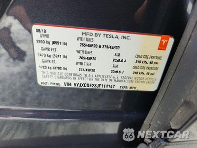 Zdjęcie 13 z 13 samochodu: 2018 TESLA MODEL X VIN:5YJXCDE23JF114147 - miniatura