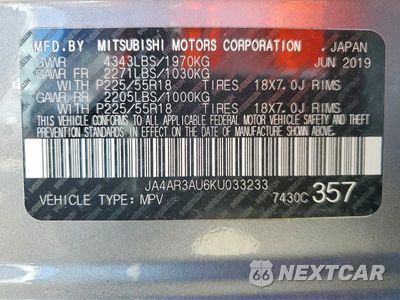 Zdjęcie 13 z 13 samochodu: 2019 MITSUBISHI OUTLANDER SPORT ES VIN:JA4AR3AU6KU033233 - miniatura