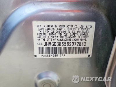 Zdjęcie 12 z 12 samochodu: 2008 HONDA FIT SPORT VIN:JHMGD38658S072842 - miniatura