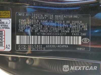 Zdjęcie 14 z 14 samochodu: 2005 TOYOTA AVALON LIMITED VIN:4T1BK36B55U043211 - miniatura