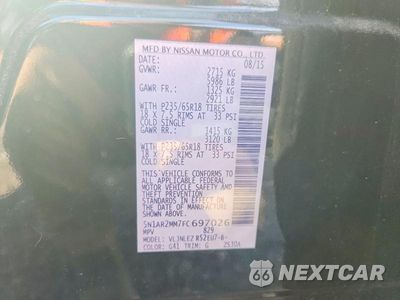 Zdjęcie 13 z 13 samochodu: 2015 NISSAN PATHFINDER SV VIN:5N1AR2MM7FC697026 - miniatura