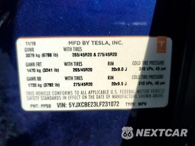 Zdjęcie 13 z 13 samochodu: 2020 TESLA MODEL X VIN:5YJXCBE23LF231072 - miniatura