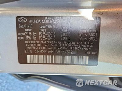 Zdjęcie 12 z 12 samochodu: 2010 HYUNDAI SANTA FE LIMITED VIN:5NMSK3AB3AH367612 - miniatura