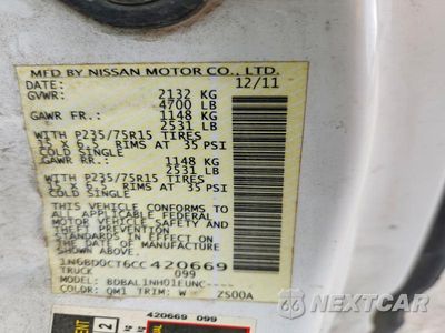 Zdjęcie 12 z 12 samochodu: 2012 NISSAN FRONTIER S VIN:1N6BD0CT6CC420669 - miniatura