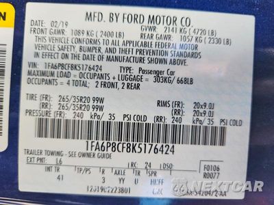 Zdjęcie 12 z 12 samochodu: 2019 FORD MUSTANG GT VIN:1FA6P8CF8K5176424 - miniatura