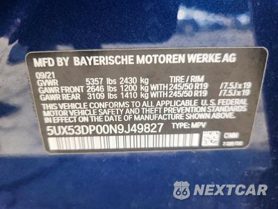 Zdjęcie 13 z 13 samochodu: 2022 BMW X3 XDRIVE30I VIN:5UX53DP00N9J49827 - miniatura
