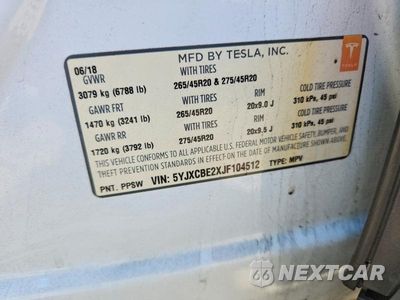Zdjęcie 13 z 13 samochodu: 2018 TESLA MODEL X VIN:5YJXCBE2XJF104512 - miniatura