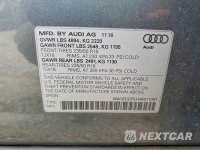 Zdjęcie 13 z 13 samochodu: 2017 AUDI Q3 PREMIUM VIN:WA1ECCFS1HR011081 - miniatura