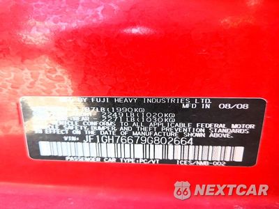 Zdjęcie 12 z 12 samochodu: 2009 SUBARU IMPREZA WRX VIN:JF1GH76679G802664 - miniatura