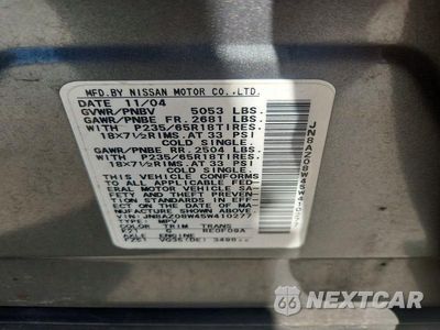 Zdjęcie 13 z 13 samochodu: 2005 NISSAN MURANO S VIN:JN8AZ08W45W410277 - miniatura