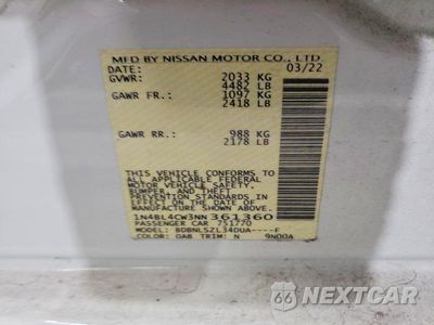 Zdjęcie 13 z 13 samochodu: 2022 NISSAN ALTIMA SR VIN:1N4BL4CW3NN361360 - miniatura