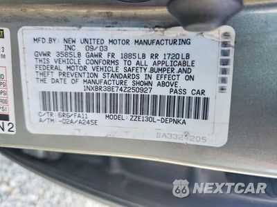 Zdjęcie 13 z 13 samochodu: 2004 TOYOTA COROLLA LE VIN:1NXBR38E74Z250927 - miniatura