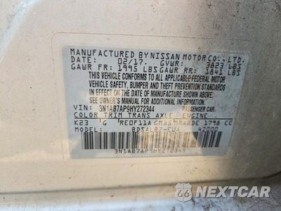 Zdjęcie 13 z 13 samochodu: 2017 NISSAN SENTRA S VIN:3N1AB7AP9HY272344 - miniatura