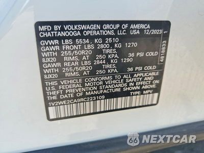 Zdjęcie 13 z 13 samochodu: 2024 VOLKSWAGEN ATLAS CROSS SPORT SE VIN:1V2WE2CA9RC223109 - miniatura
