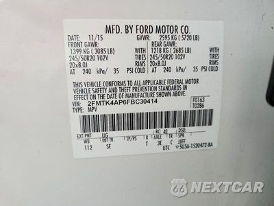 Zdjęcie 14 z 14 samochodu: 2015 FORD EDGE SPORT VIN:2FMTK4AP6FBC30414 - miniatura