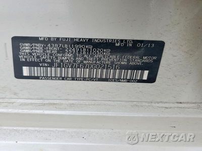 Zdjęcie 12 z 12 samochodu: 2013 SUBARU IMPREZA WRX VIN:JF1GV7F67DG021516 - miniatura