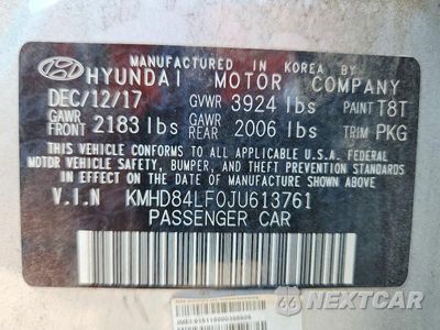 Zdjęcie 13 z 13 samochodu: 2018 HYUNDAI ELANTRA SEL VIN:KMHD84LF0JU613761 - miniatura
