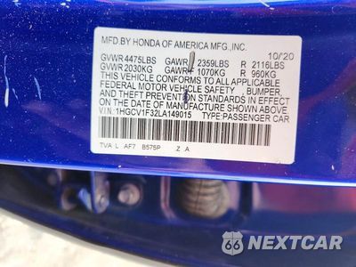 Zdjęcie 13 z 13 samochodu: 2020 HONDA ACCORD SPORT VIN:1HGCV1F32LA149015 - miniatura