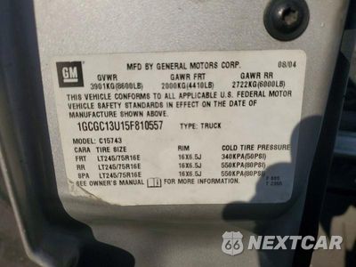 Zdjęcie 12 z 12 samochodu: 2005 CHEVROLET SILVERADO C1500 HEAVY DUTY VIN:1GCGC13U15F810557 - miniatura