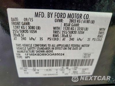 Zdjęcie 13 z 13 samochodu: 2016 FORD EXPLORER XLT VIN:1FM5K8D89GGA95024 - miniatura