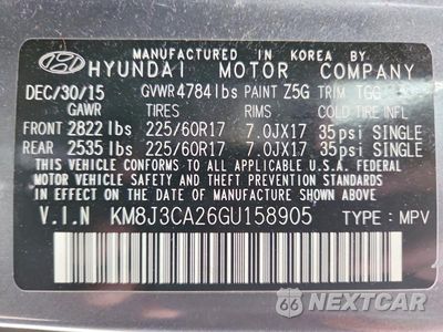 Zdjęcie 14 z 14 samochodu: 2016 HYUNDAI TUCSON ECO VIN:KM8J3CA26GU158905 - miniatura
