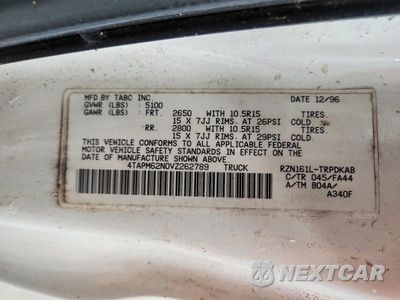 Zdjęcie 12 z 12 samochodu: 1997 TOYOTA TACOMA BASE VIN:4TAPM62N0VZ262789 - miniatura