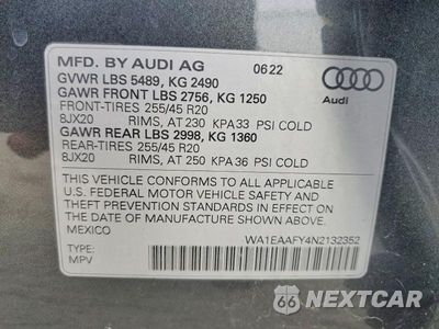 Zdjęcie 14 z 14 samochodu: 2022 AUDI Q5 PREMIUM PLUS 45 VIN:WA1EAAFY4N2132352 - miniatura