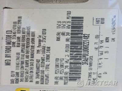Zdjęcie 13 z 13 samochodu: 2019 FORD FUSION SE VIN:3FA6P0LU0KR221482 - miniatura