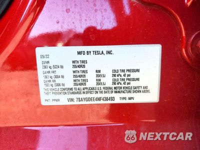 Zdjęcie 12 z 12 samochodu: 2022 TESLA MODEL Y VIN:7SAYGDEE4NF438493 - miniatura