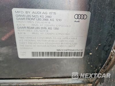 Zdjęcie 13 z 13 samochodu: 2016 AUDI Q5 PREMIUM VIN:WA1C2AFP0GA025416 - miniatura